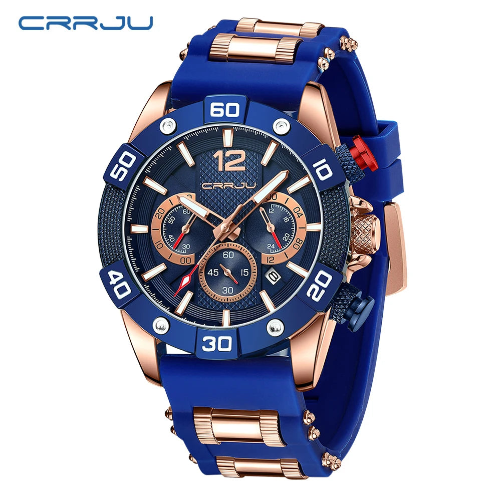 Men Watch Quartz Chronograph Full Steel Waterproof Wristwatch with Date