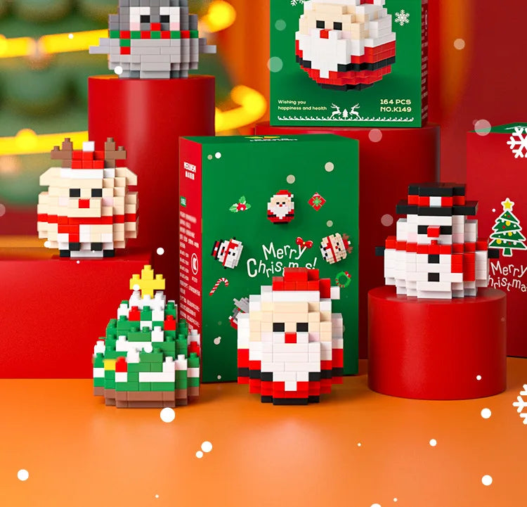 1 Piece Randomly Creative Christmas Series Building Blocks Santa Claus Tree Kawaii Damo Egg Bricks Model Toys For Xmas Gift