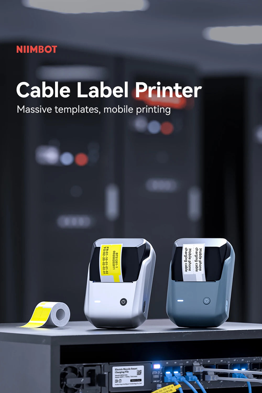 B1 Mini Thermal Label Printer, Bluetooth Wireless Sticker Maker 25–50mm, Portable Inkless Label Printer for Cable Management & Business