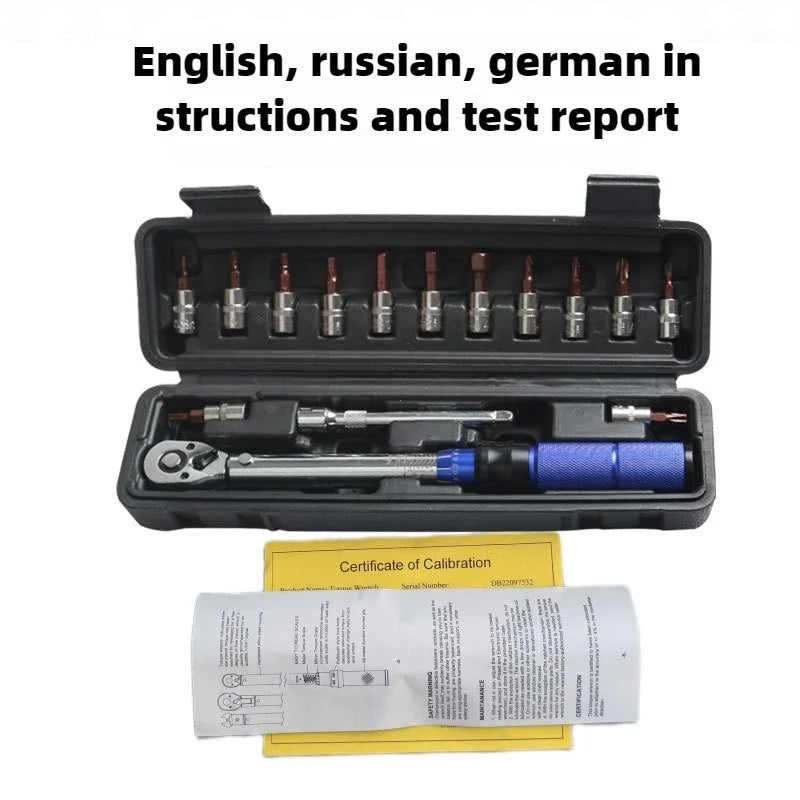 15-Piece Bicycle Torque Wrench Set 1/4" Drive 2-24Nm Bike Repair Tool Kit with Hex Bits, Torx & Extension for Bicycle & Motorcycle Maintenance