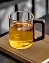 400ml Heat-resistant Glass Cups with Walnut Handle Household Flower Tea Mug Tea Making Cup Milk Water Cup