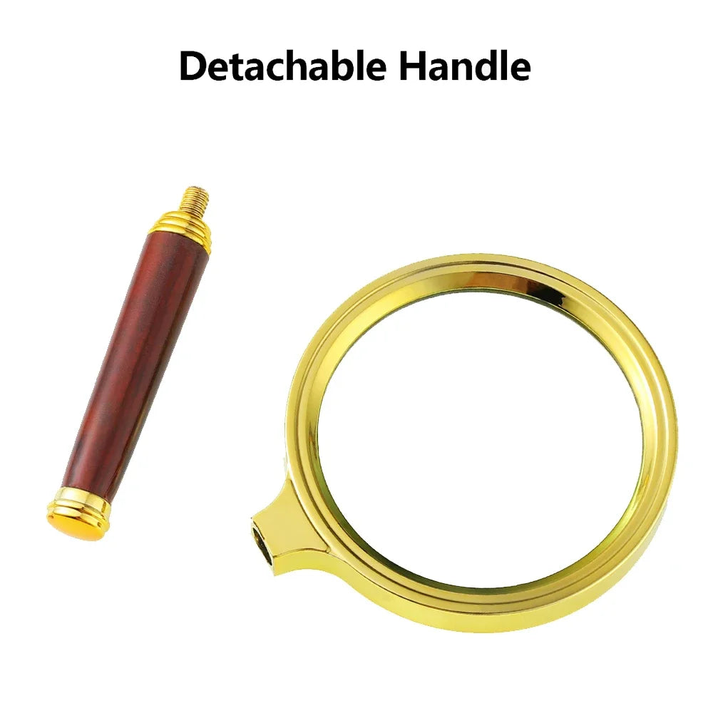 5X 10X Antique Handheld Magnifying Glass Mahogany Handle