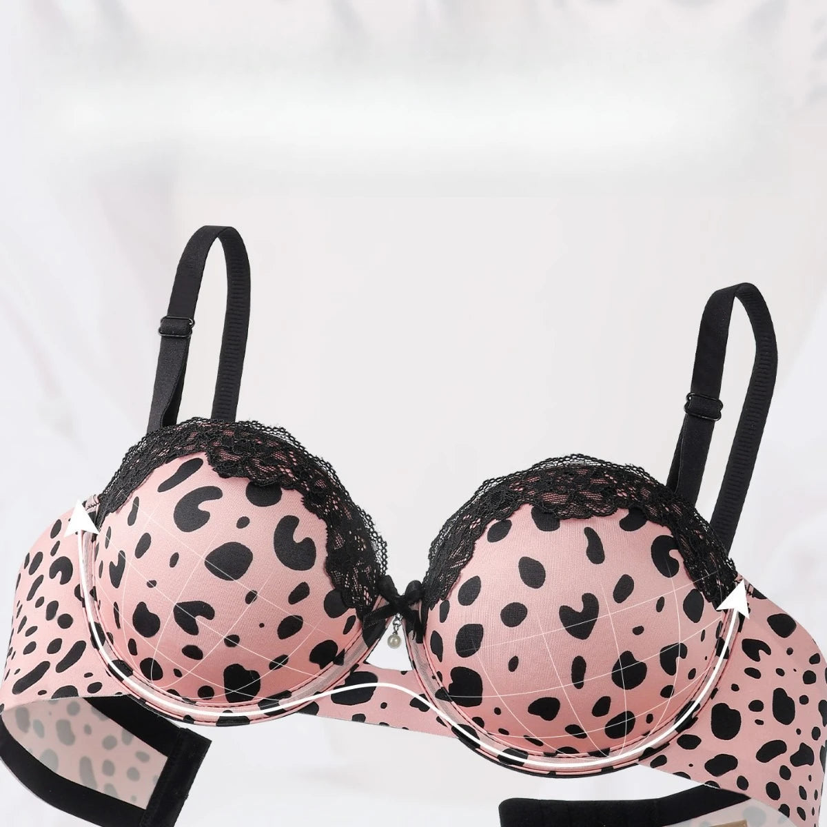 Womens Leopard Print Push Up Underwire Bra