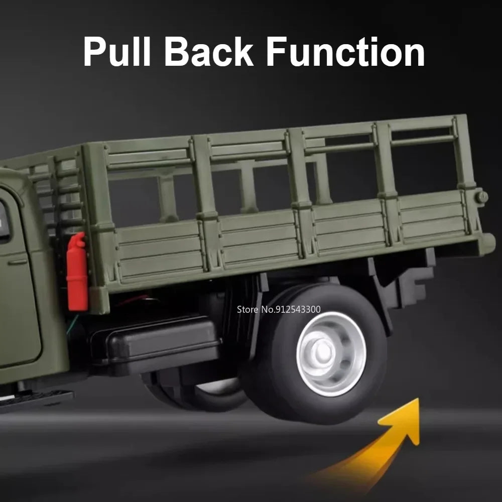 1:24 CA10 Vintage Truck Armored Car Model Toy Alloy Diecast Military Carrier Transport Vehicles Models Sound Light s Gifts