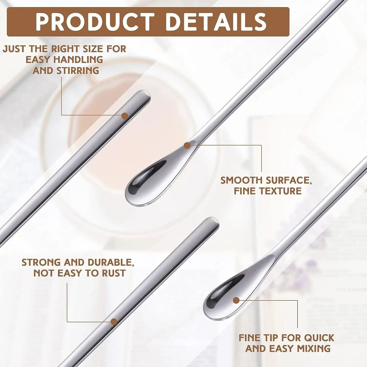 Long Handle Stirring Spoon Stainless Steel Food Grade Coffee Utensil Waterdrop Shape Ice Spoon Honey Cocktail Mixing Bar Tool
