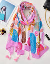 Beige Coffee Scarf Luxury Thin Women Scarves Spring Floral Hijab Veils Soft Cotton Shawl Wrap Tassel Viscose Muslim Woman Hijab