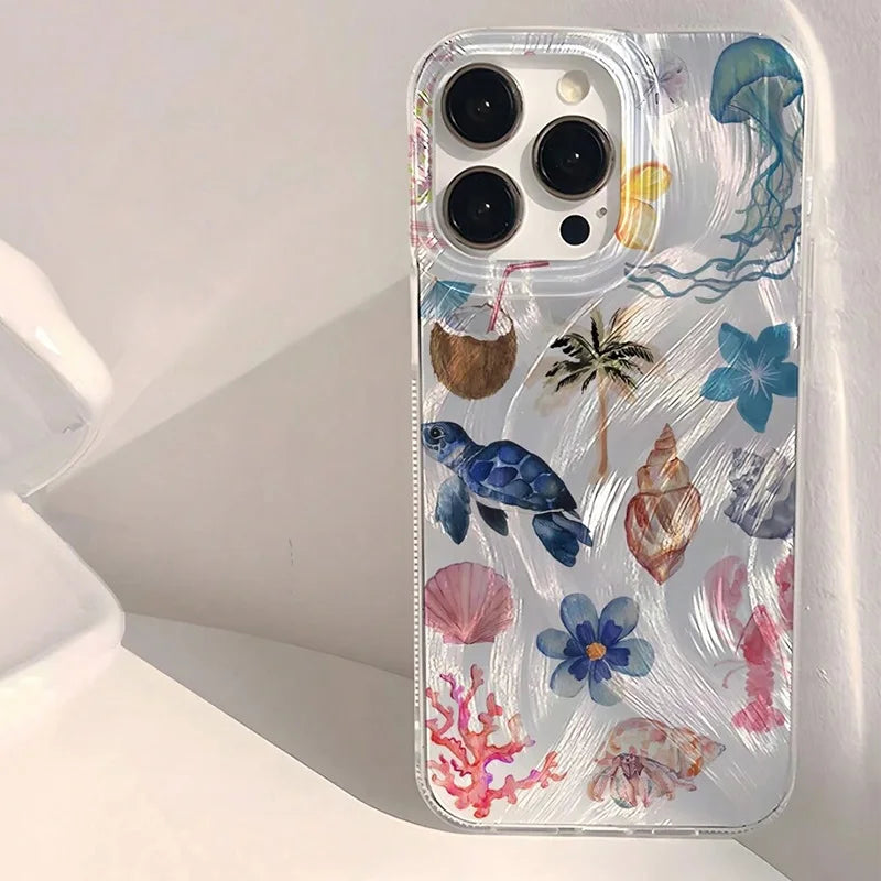 Ocean Elements Personalized Pattern Soft Phone Case For iPhone 17 16 Pro Max 16E 14 15 PRO Air Cases