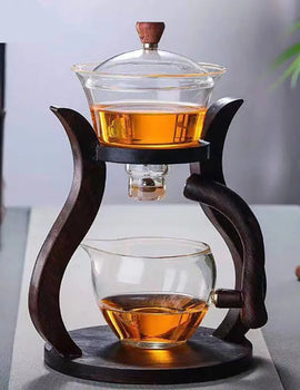 Heat-Resistant Glass Tea Set Magnetic Water Diversion Rotating Cover Bowl Automatic Tea Maker Lazy Kungfu Teapot Drinking