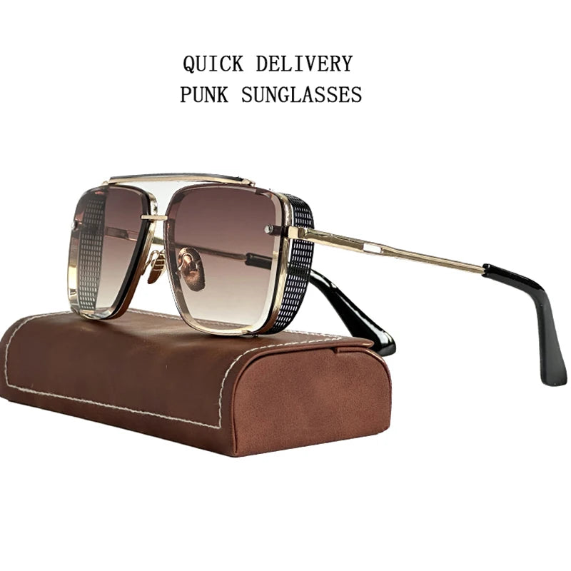 Steampunk Sunglasses For Men Vintage Punk Trendy Square Fashion Glasses