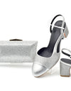 Silver Shoe and Bag Set for Party in Women Shoes and Bags Set for Women Italian African Women Wedding Shoes with Rhinestone
