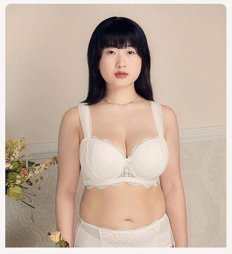 Womens French Lace Underwire Push Up Minimizer Bra
