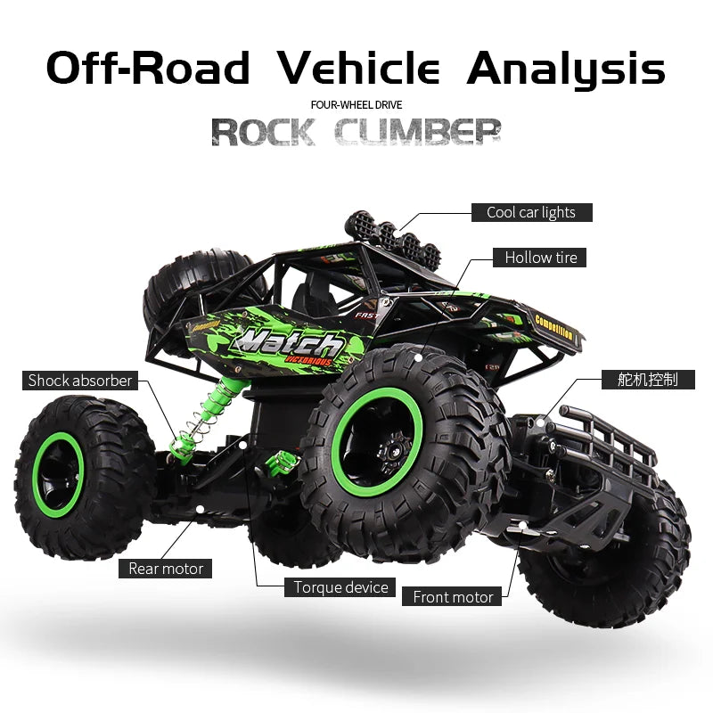 112 Scale Four Wheel Drive RC Monster Truck With LED Lights