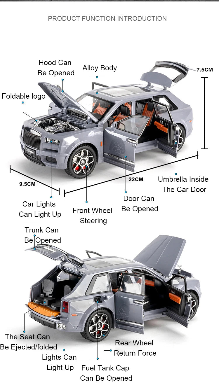 1:24 Land Rover Range Rover Defender Alloy Model Cullinan Diecast Car Toys Doors Opened Sound Light Vehices s Christmas Gifts