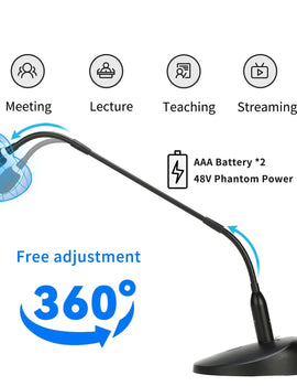 Cardioid  XLR Wired Plug Desktop Gooseneck Microphone for Computer PC Studio Speech Lectures Video Live Meeting