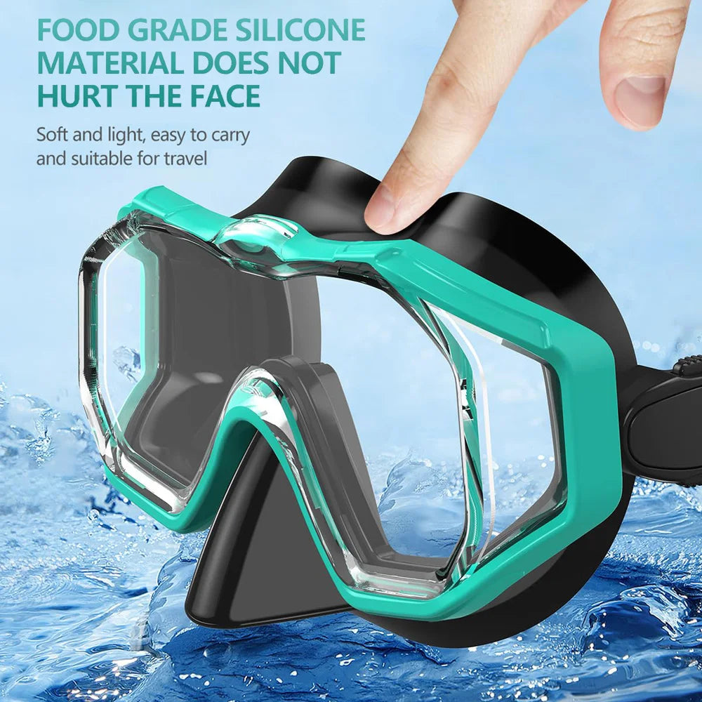 Snorkel Mask 3 Windows Panoramic Wide View HD Three-Lens Adjustable Scuba Snorkeling Swimming Diving For Adults and Kids