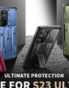 for Samsung Galaxy S24 S23 Ultra Case Bulit-in Screen Protector & Slide Camera Cover Phone Case with Kickstand Belt-Clip