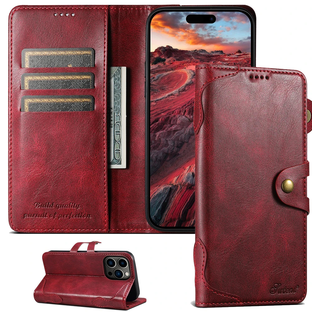 Flip Leather Wallet Phone Case for iPhone 16 15 Pro Max 14 Plus with  Card Slot Holder Cover