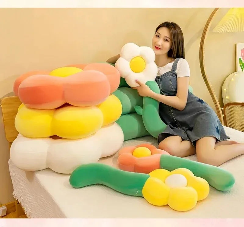 Long Sunflower Plush Body Pillow Cute Large Flower Stuffed Cushion Sofa Decorative Stuffed Body PillowBed Sleeping Back Cushion