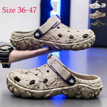 Summer Couples Sandals Men Outdoor Garden Clogs Hole Male Casual Shoes Fashion Water Shoes Comfort Home Soft Slippers