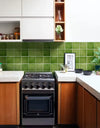 3D Tile Stickers, Self-adhesive Green Tile Backsplash for Kitchen Bathroom, Waterproof, Matt, 30 x 30cm, Interior Wall Decor