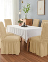 1PC Seersucker Chair Cover with Skirt Stretch Wedding Chairs Covers Dining Room Universal Size Seat Slipcovers for Banquet Party