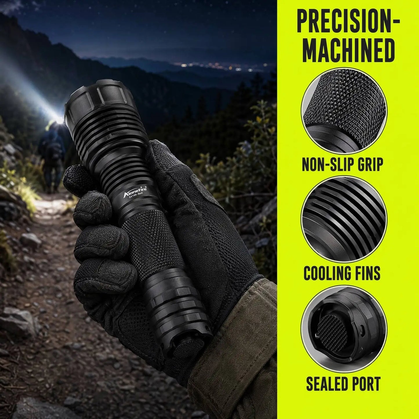 Red Light Rechargeable LED Flashlight