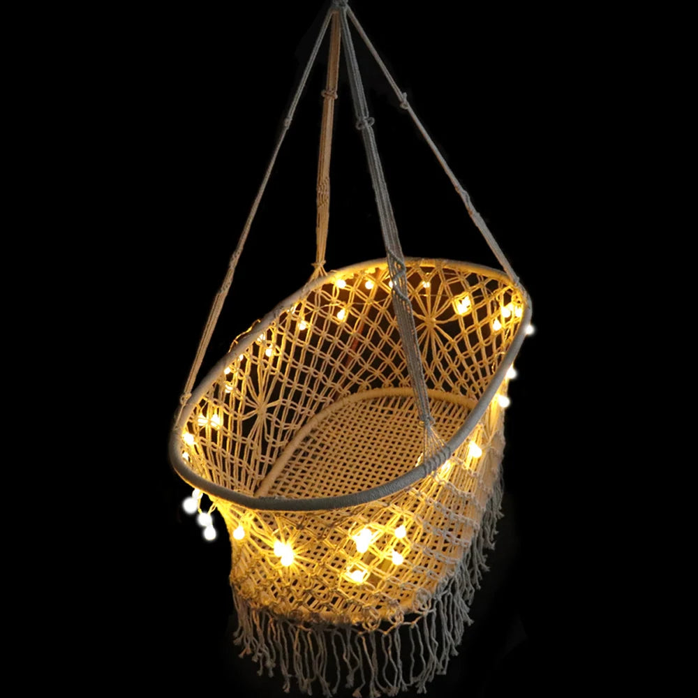 Nordic Style Newborn Indoor and Outdoor Cotton Rope Hammock Hanging Chair Swing Baby Cradle Baby Bed Rocking Chair