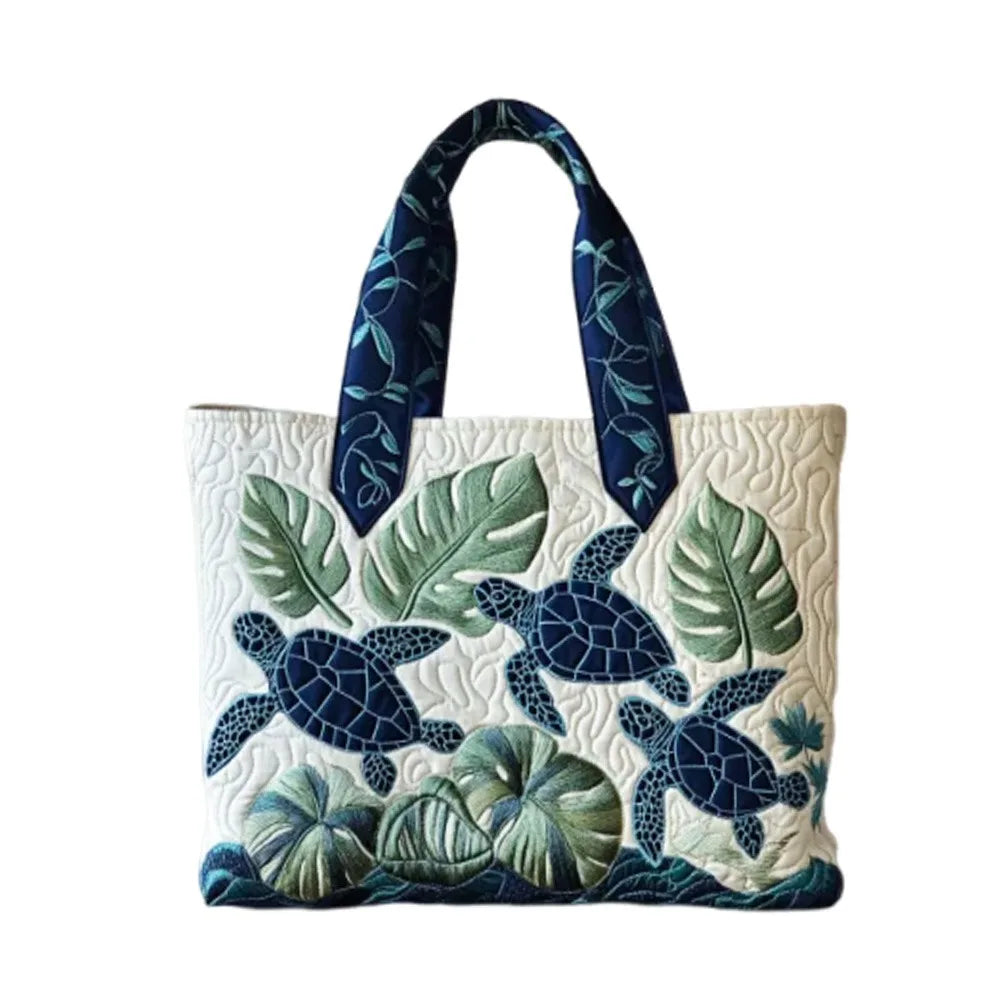 Vintage Quilted Canvas Tote Bag Large Capacity 3D Printed Shoulder Handbag