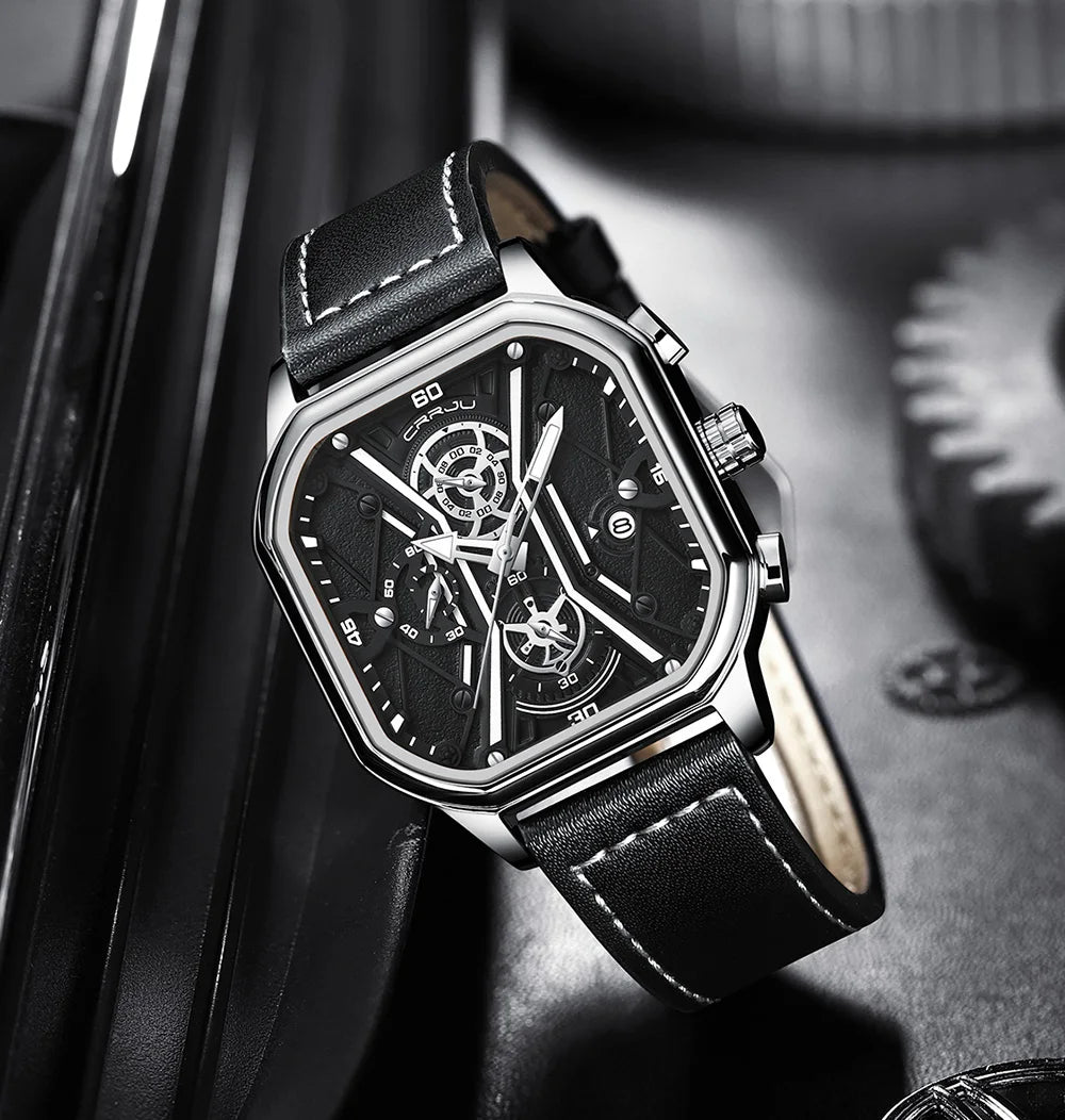 Mens Watches Top Luxury Brand Waterproof Sport Wrist Watch Chronograph Quartz Military Genuine Leather Relogio Masculino