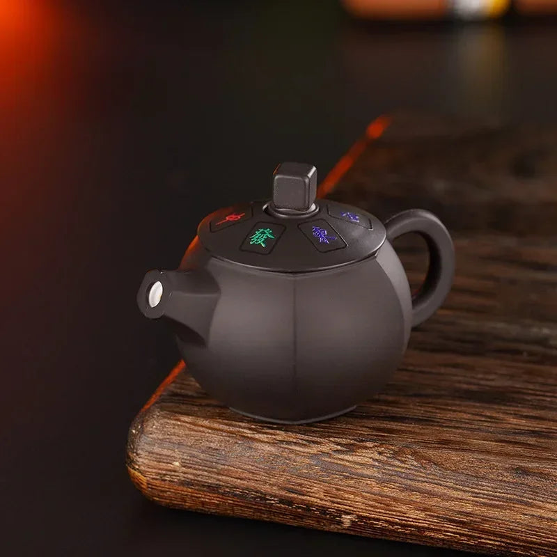 Creative Teapot Gas Lighter Adjustable Flames with Playing Inflation Windproof Red Flame Cigarette Accessories Unique Gift