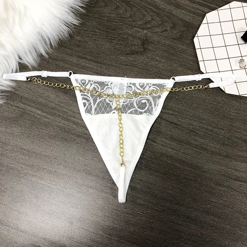 Customized Thong Name Women Personalized G-String Panties Crystal Letters Briefs Underwear Beach Pool Bikini Waist Chain