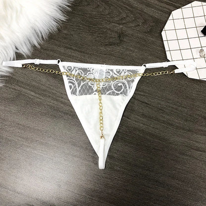 Customized Thong Name Women Personalized G-String Panties Crystal Letters Briefs Underwear Beach Pool Bikini Waist Chain