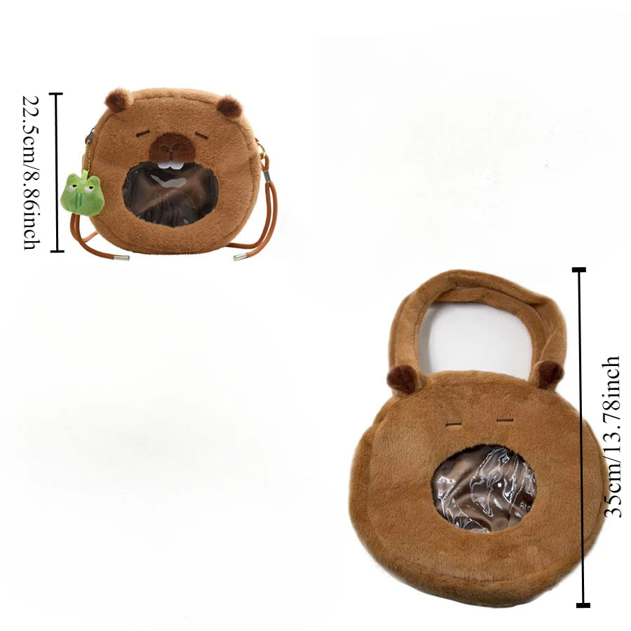 Kawaii Capybara Plush Backpack Soft Shoulder Bag