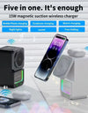 Bluetooth speaker charger with five in one speaker and wireless fast charging suitable for Apple Aeries phones/headphones/watche