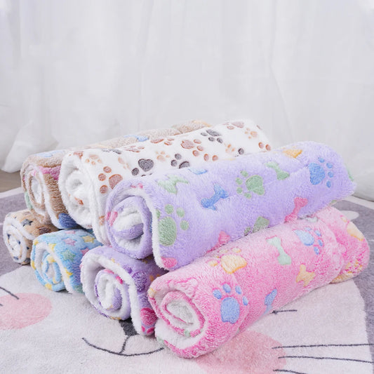 Washable Coral Fleece Pet Blanket Cushion Mat for Dogs and Cats