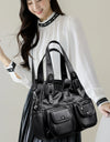 Women Casual Multiple Pockets Tote Bag Lady Large Capacity Shoulder Crossbody Bag Vintage Soft Leather Travel Bag