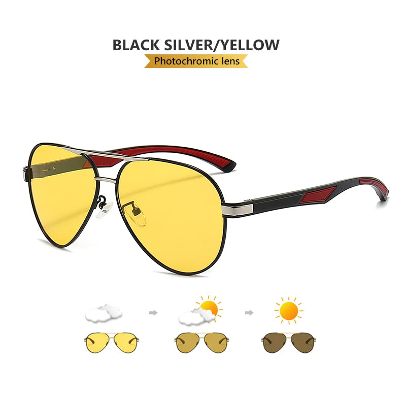 Pilot Photochromic Polarized UV400 Day Night Vision Driving Sunglasses for Men Women
