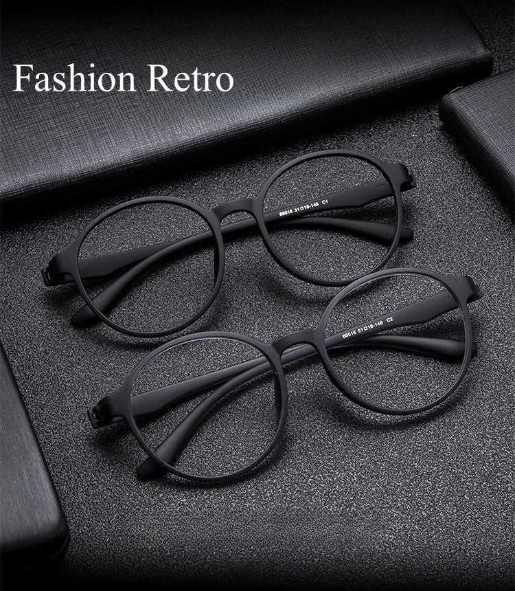 Lightweight Flexible Retro Round Plastic Eyeglasses Frames