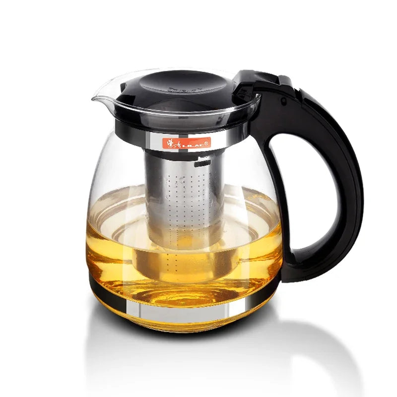 Heat Resistant Glass Teapot with Stainless Steel Strainer Large Capacity Tea Kettle 1.5L
