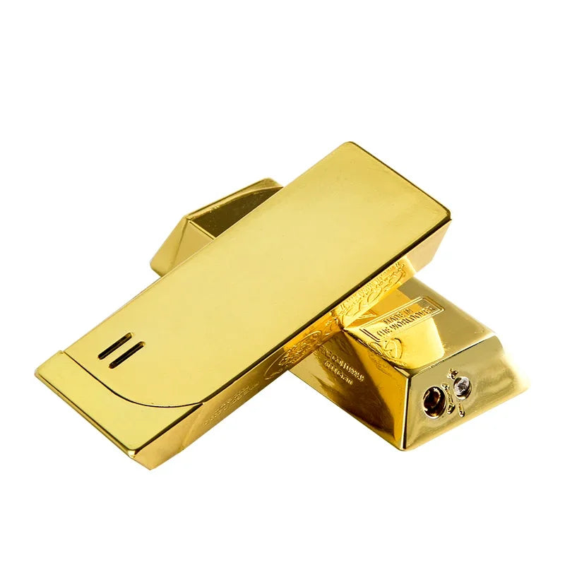 Gold Bar Gas Inflatable Lighter Cigarette Accessories Butane Lighters Metal Windproof Lighter Men's Luxury Lighter Gift Gadgets