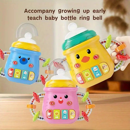 Montessori Baby Musical Feeding Bottle Toys Infant Grip Training Music Story Educational Toys for Boys Girls Toddler Gift