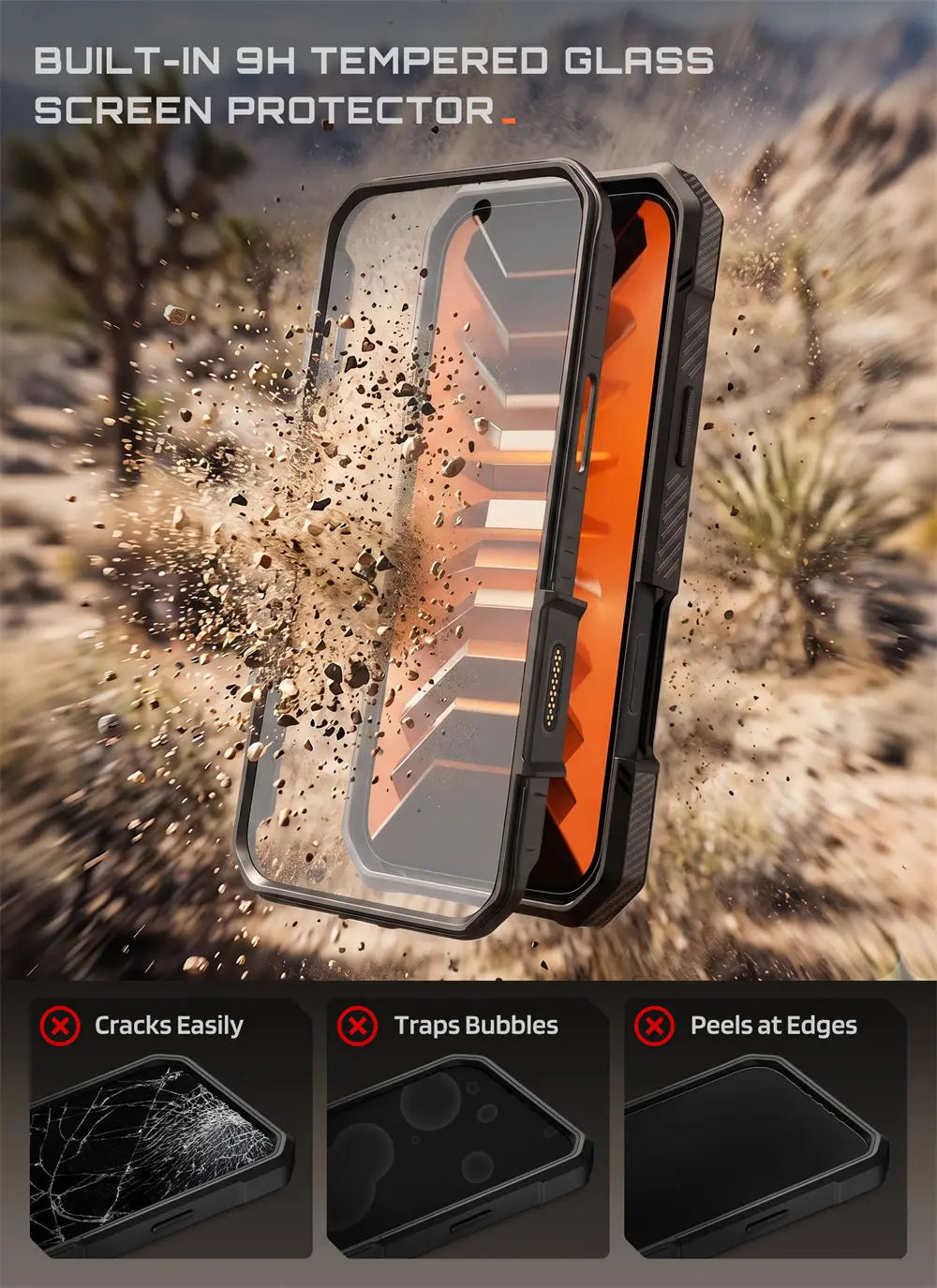 Rugged Magnetic Phone Case with Tempered Glass Screen Protector and Aluminium Kickstand for iPhone 17 Pro and iPhone 18 Pro