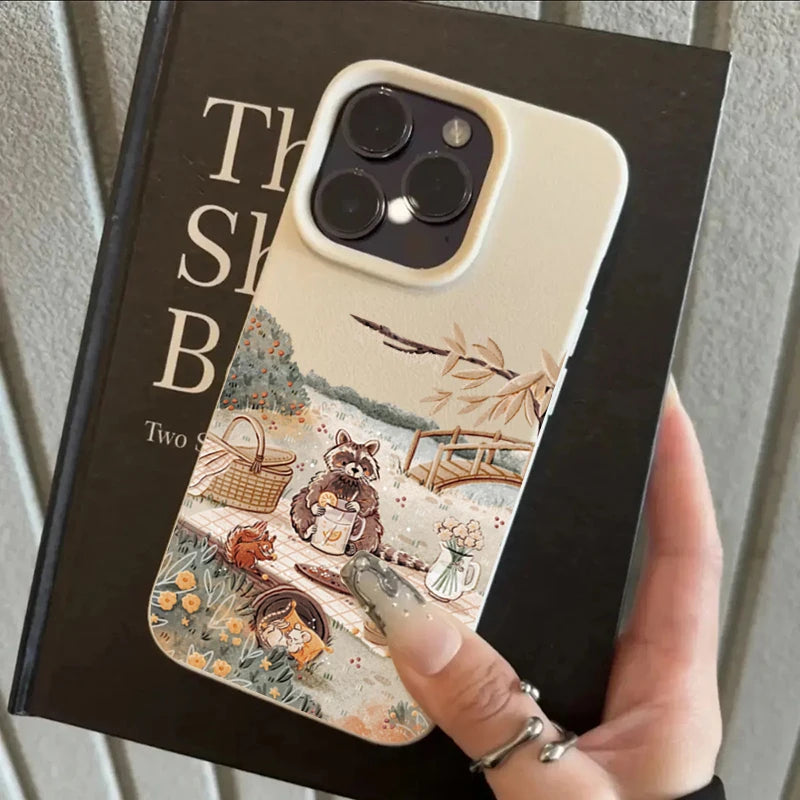 Cartoon Animal Bear Squirrel Phone Case For iPhone 17 16 15 Plus Pro Max Air Cases iPhone 14 Pro Max 16e Cover