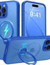 Luxury Magsafe Matte Phone Case For iPhone 16 Pro Max with Magnetic Rotatable Ring Stand Camera Lens Protection Shockproof Case