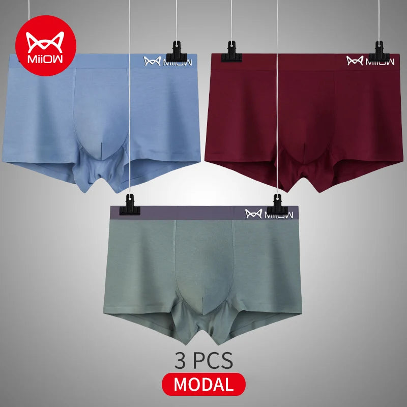 3-Pack Men’s Modal Graphene Boxer Shorts – Antibacterial Crotch, Comfortable Fit