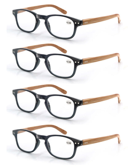 Reading Glasses Fashion Wood-Look Spring Hinge Stylish Readers Magnifying Glass Eyewear Diopter +1.0 +4.0