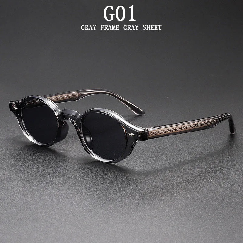Vintage Oval Acetate Sunglasses With UV400 Protection
