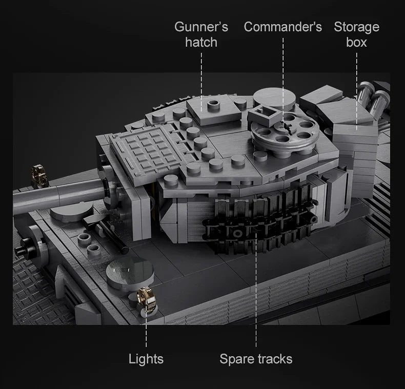 925pcs Ww2 Military Army 1:35 Sd.Kfz.181 Tiger Tank City Remote Control Building Blocks Weapon Bricks RC Vehicle Toys