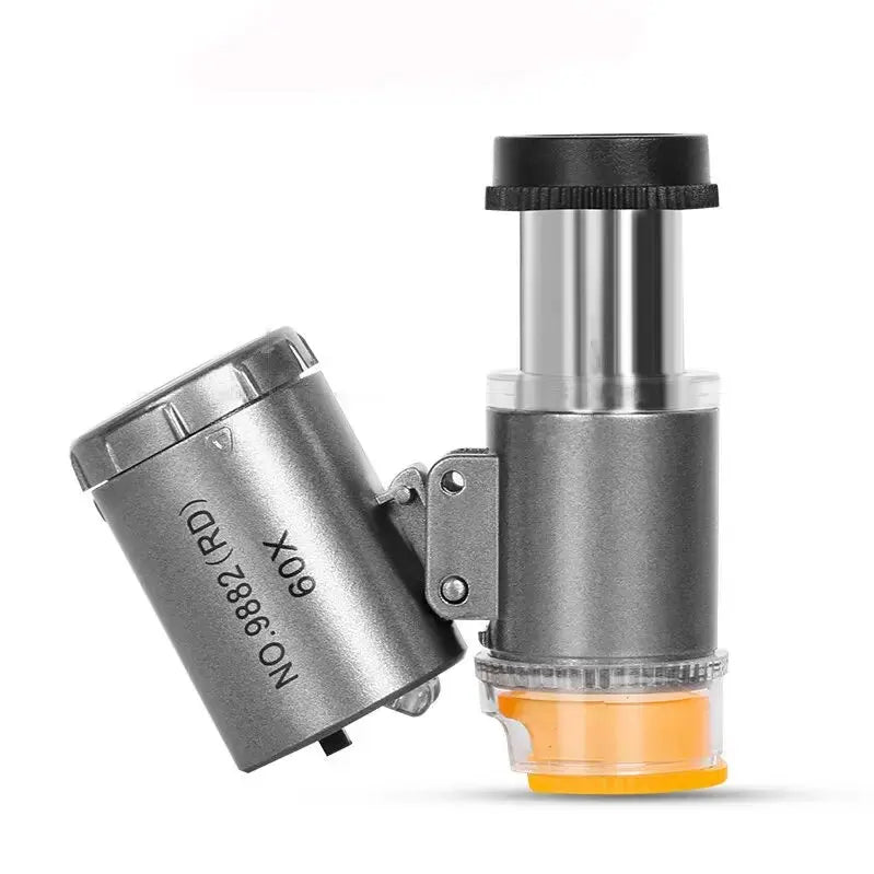 60X Mini Pocket Microscope LED UV Jewelry Loupe Magnifier