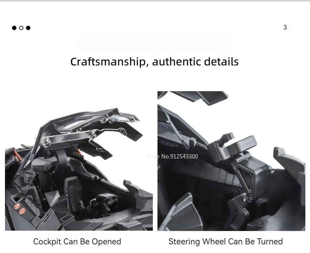 Large Scale 1:18 Batmobile Car Model Toy The Dark Knight Trilogy Sound Light Sliding Spray Alloy Vehicle Models Ornaments Gifts